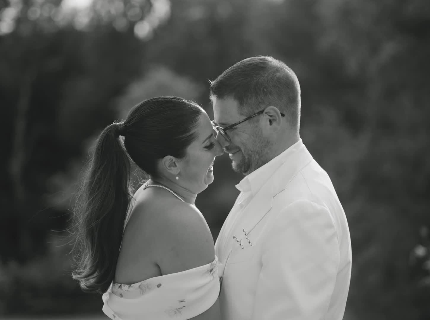 Intimate black and white portrait of a couple during their Tuscan wedding